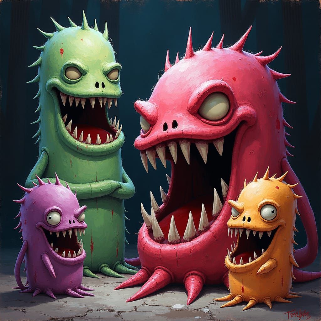 Sinister Cartoon Candies with Razor Teeth