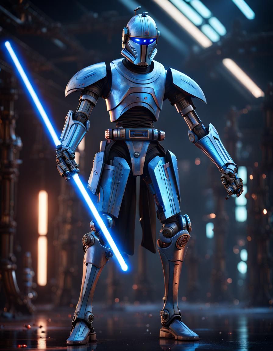 Star Wars Robot Wielding Double Lightsaber