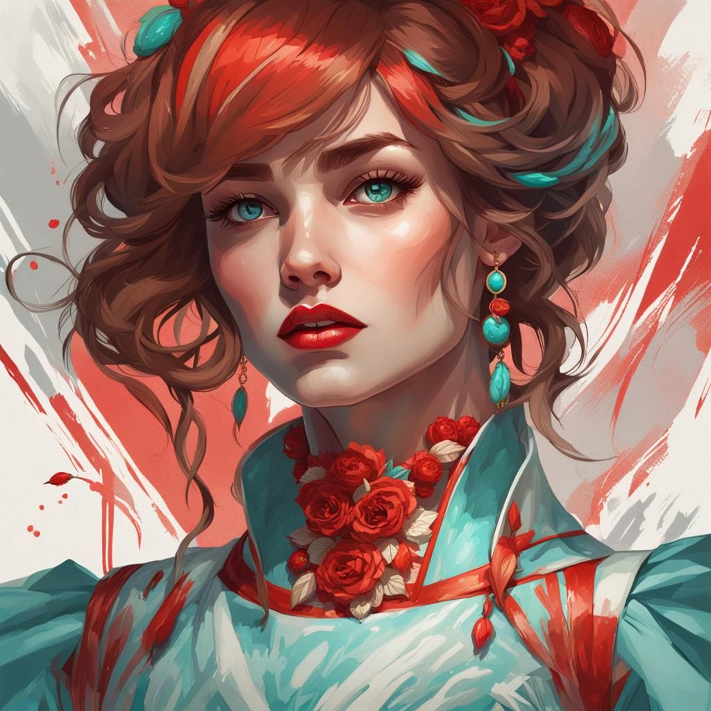 Beautiful Woman Portrait in Hyperdetailed Style