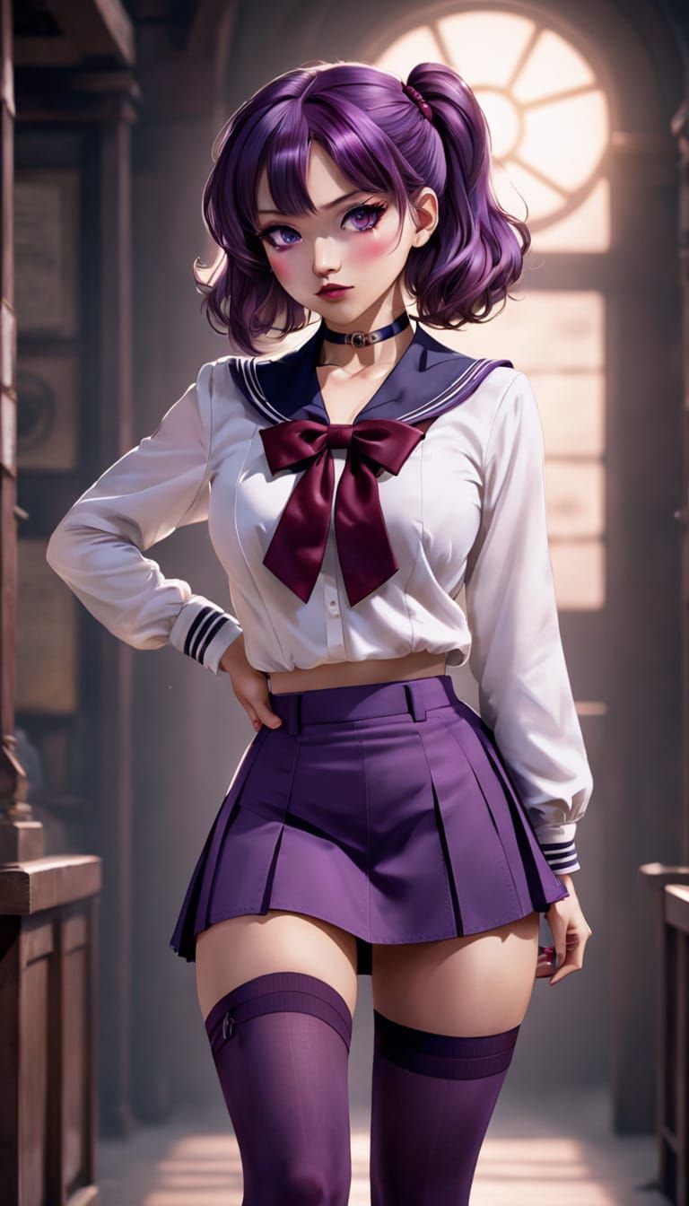 Small petite young woma, huge round chest, standing posing f...