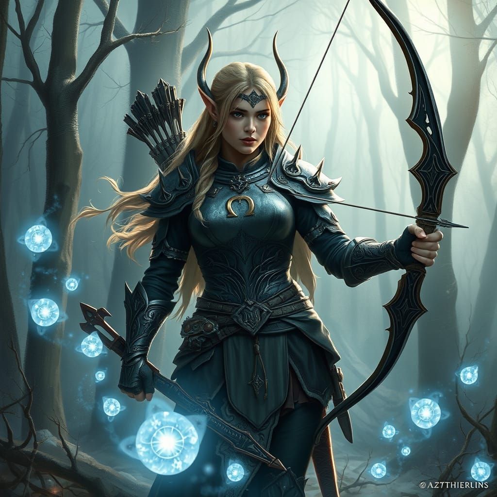 Elven Huntress in Mystical Forest Realism