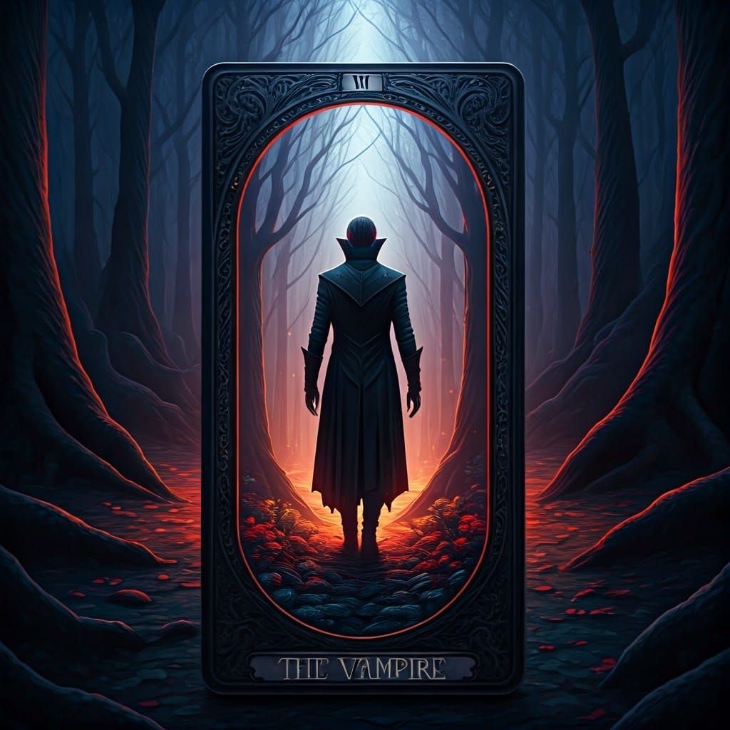Vampire Emerges from Tarot Card: 3D Fantasy Art