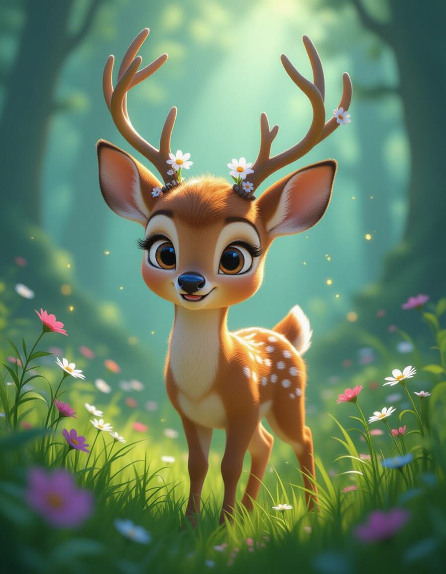 Enchanted Forest Deer with Sparkling Eyes
