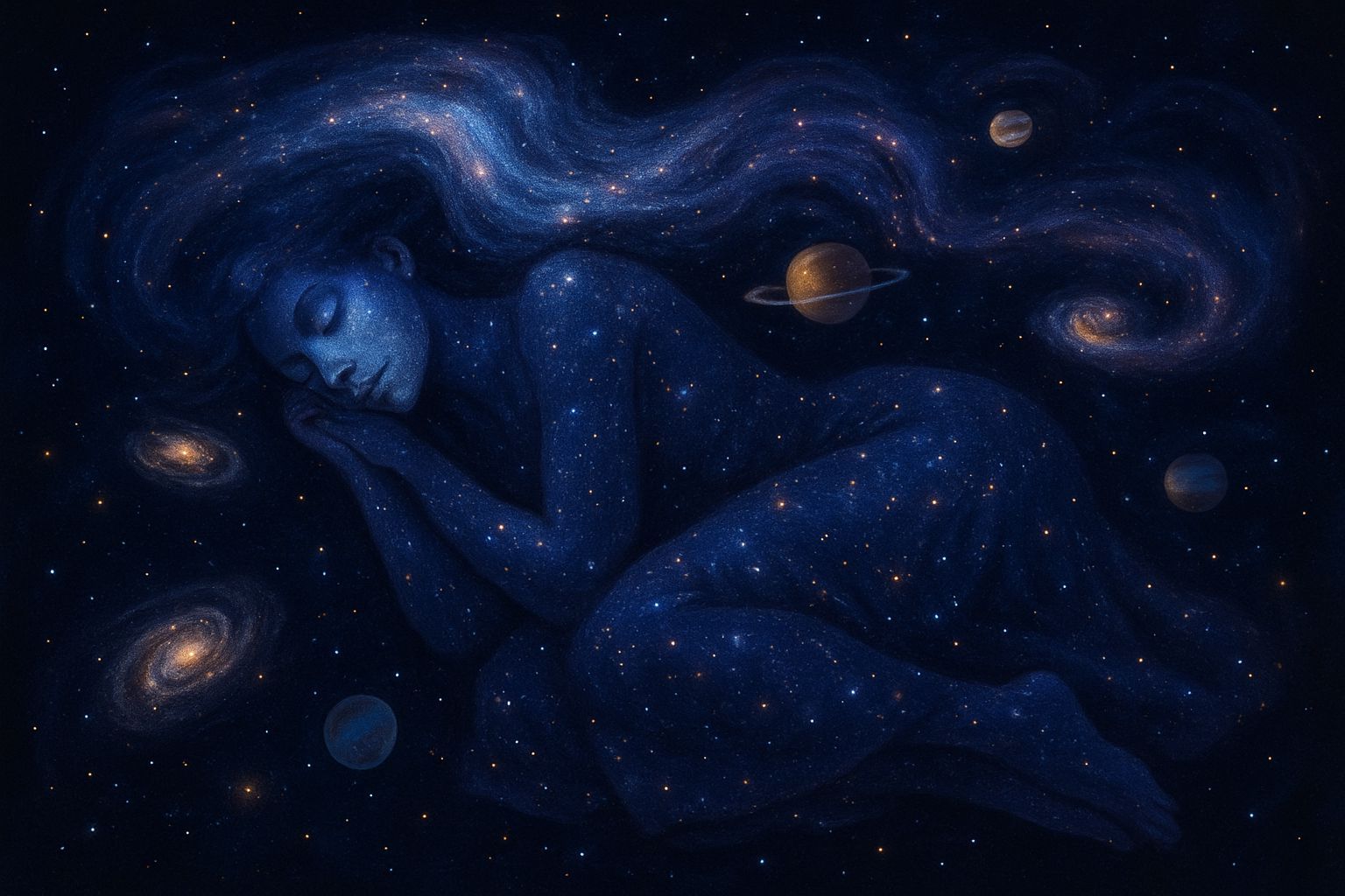 Cosmic Giantess Made of Stardust Sleeps in Space