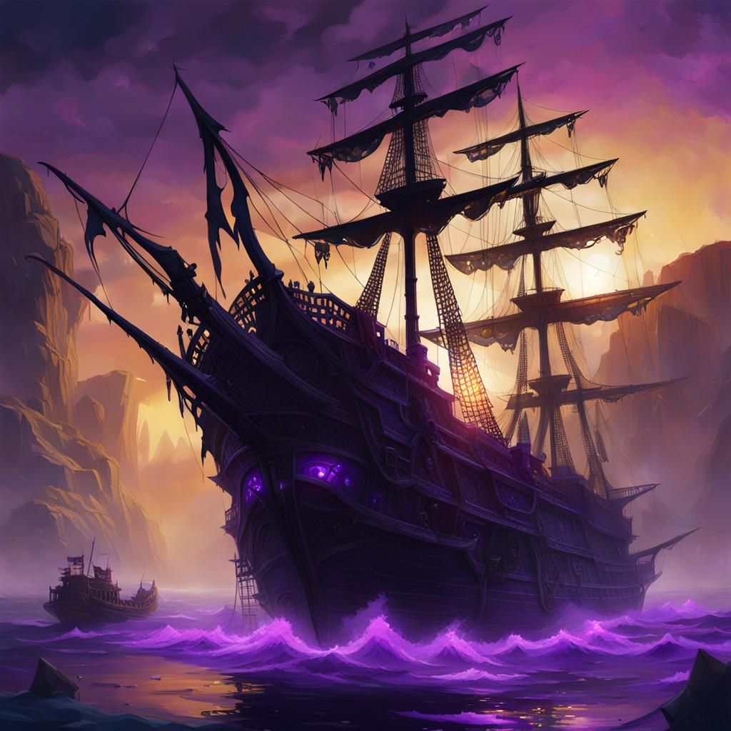Dark Fantasy Pirate Ship Concept Art