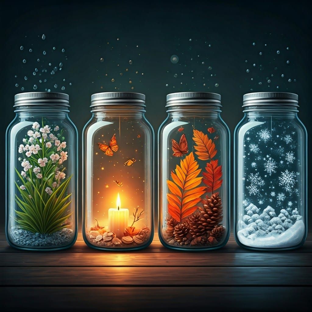 Bottled Seasons in Whimsical Mason Jars