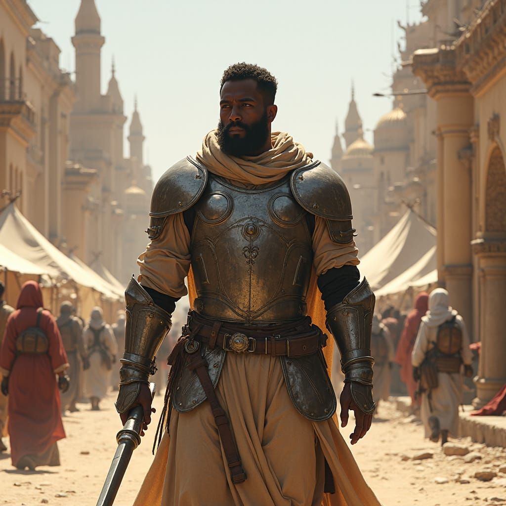 Sci-Fi Knight in Arabic City Concept Art