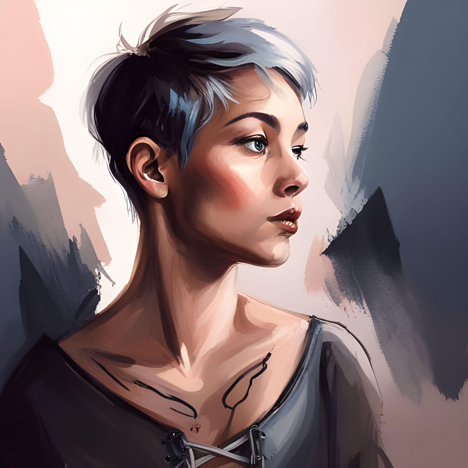 Beautiful Girl Portrait in Watercolor Calligraphy Style