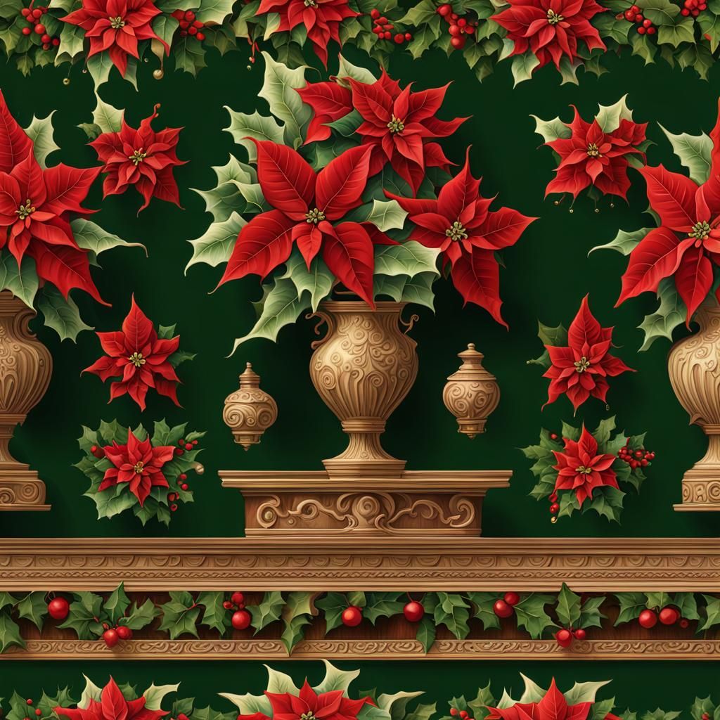 Christmas Flowers in Klimt Style Home