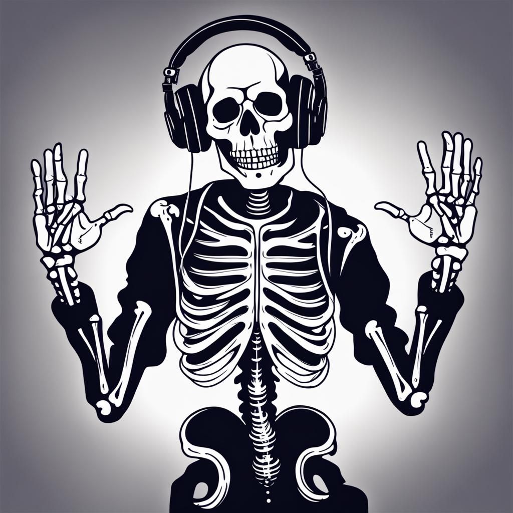Skeleton DJ Dancing with Illuminated Head