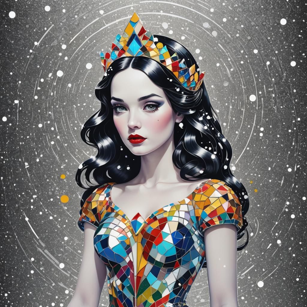 Snow White Space Mermaid in Pop Art Style