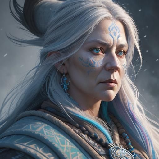 Nordic Shaman Portrait in Hyperrealistic Style