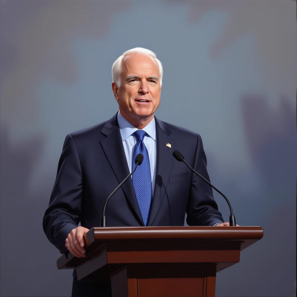 Confident Politician at Debate, Realistic Style