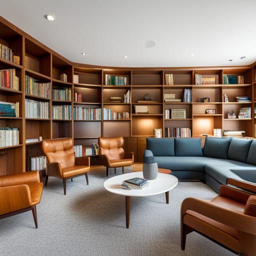 Mid-Century Modern Grand Home Library
