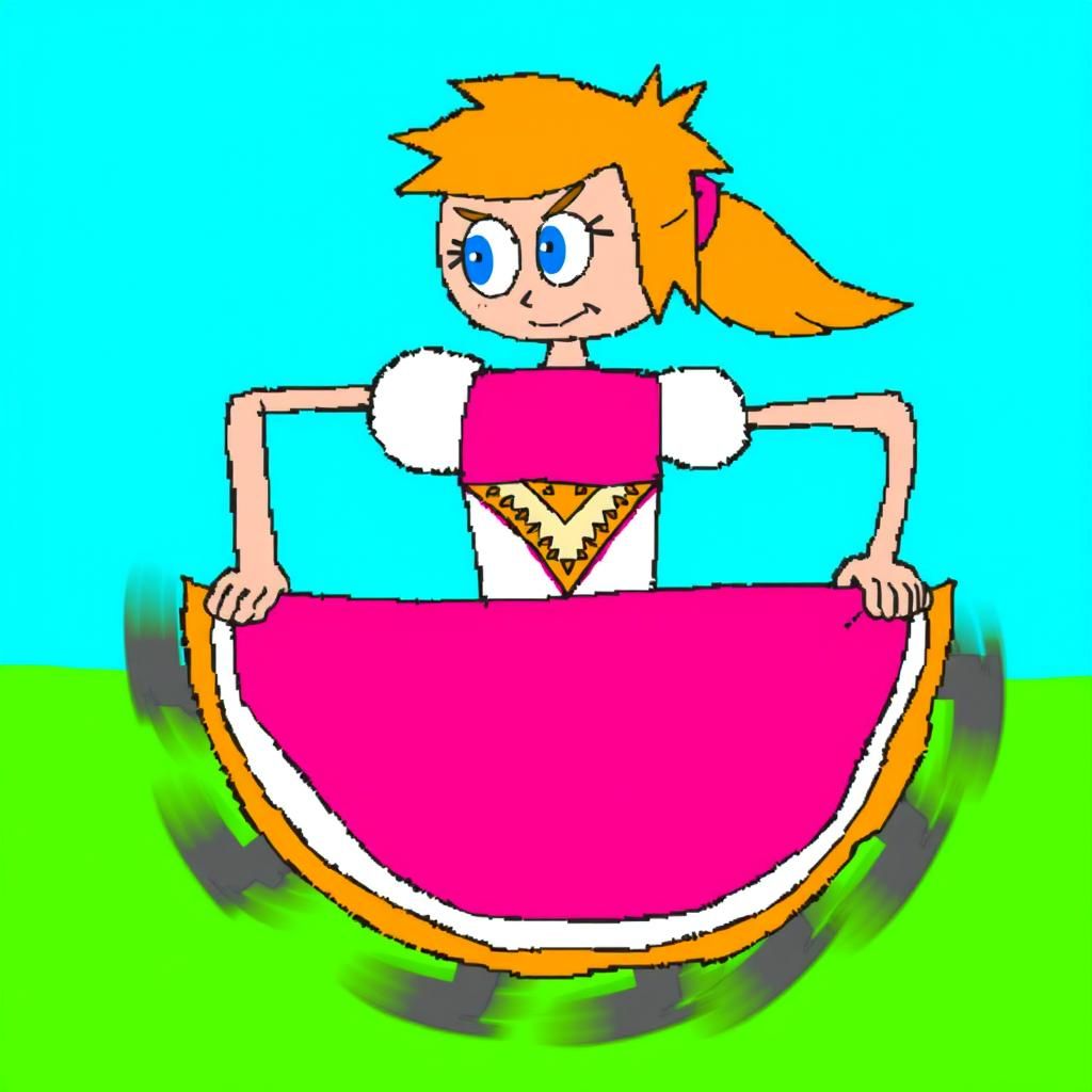 Anime-Inspired Woman Sprinting in Princess Dress