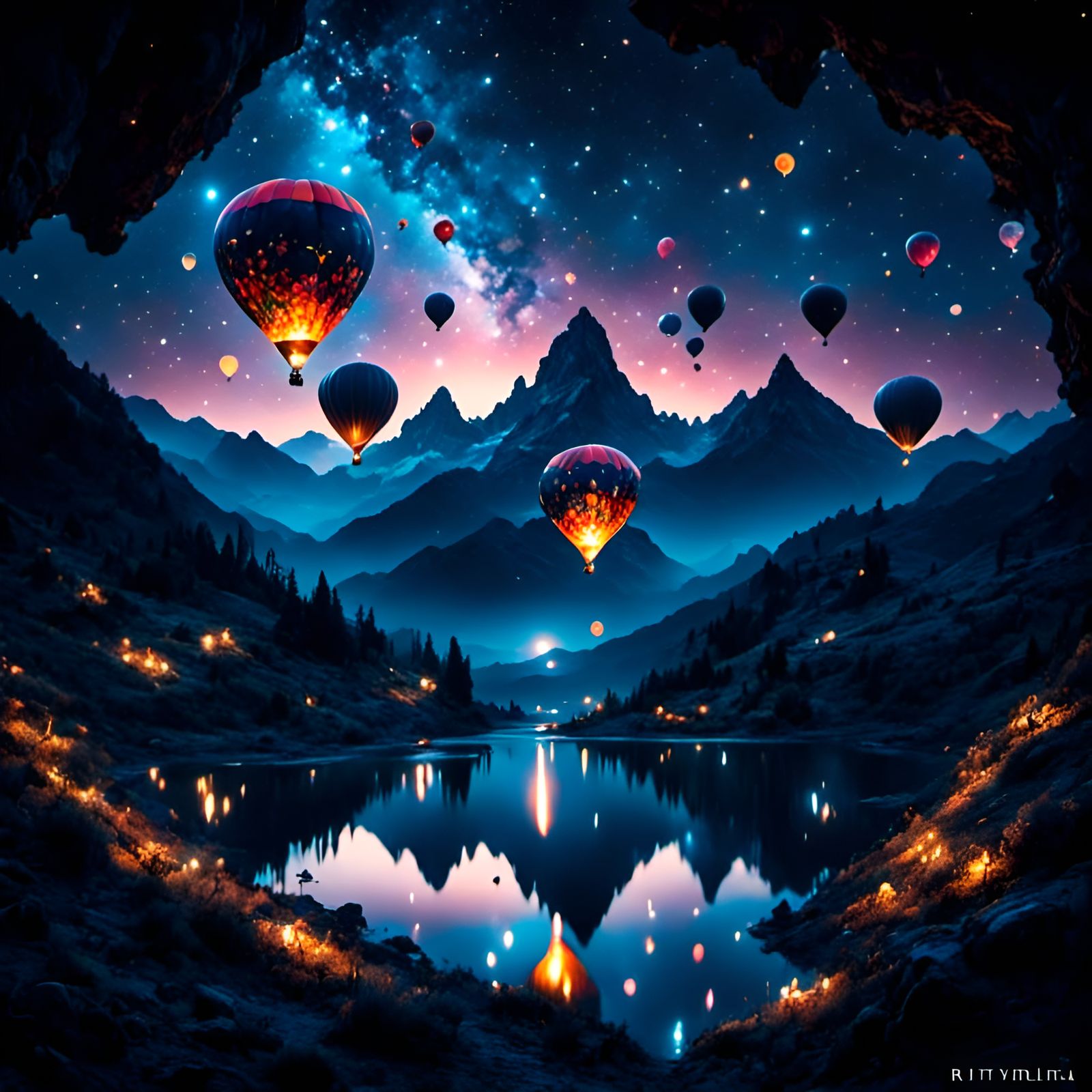 Galaxy Hot Air Balloons in Hyperrealistic Style