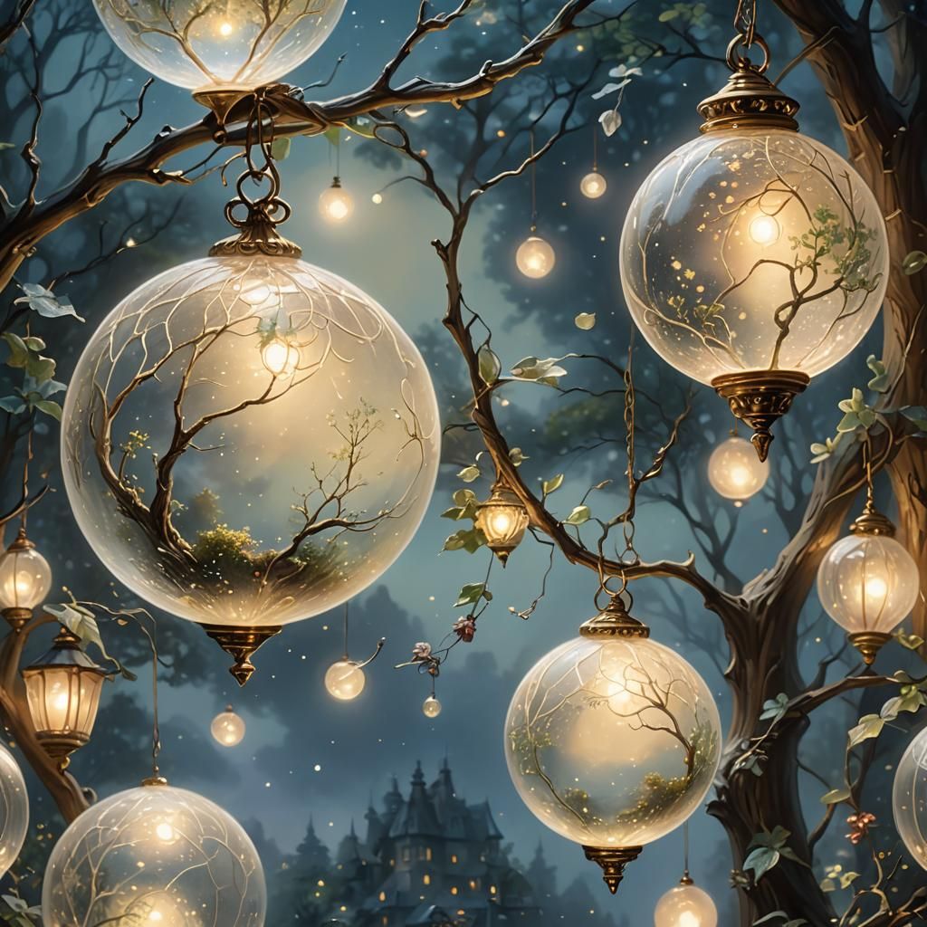 Glowing Glass Orb with Miniature Moon Landscape