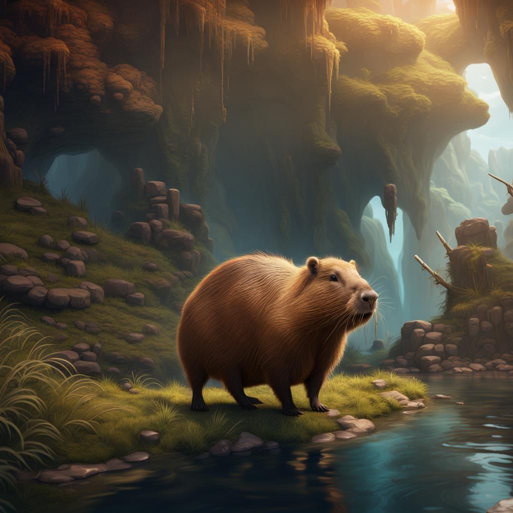 Capybara Adventure: Detailed Matte Painting