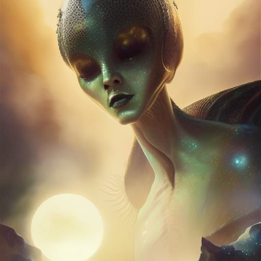 Alien Queen on Alien Planet in Rococo Style