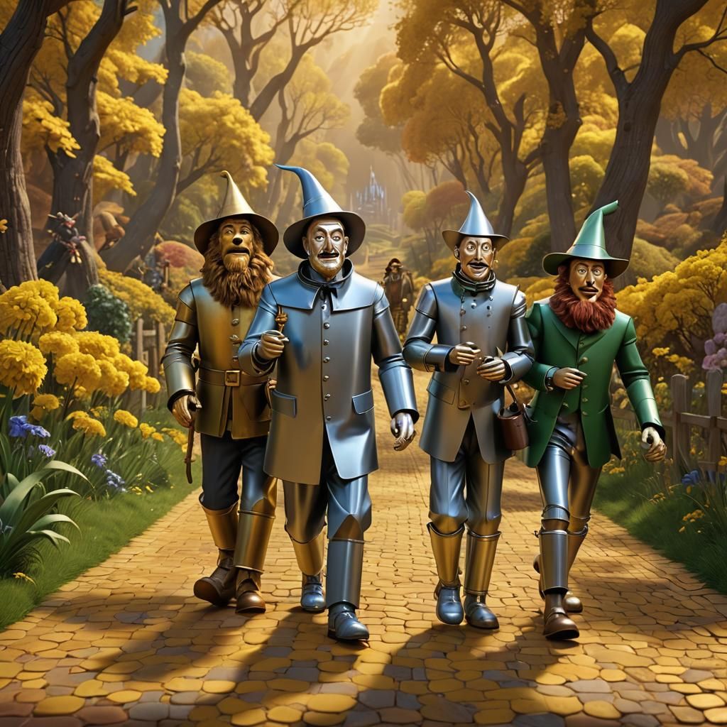 Wizard of Oz Characters on Golden Path as 3D Art