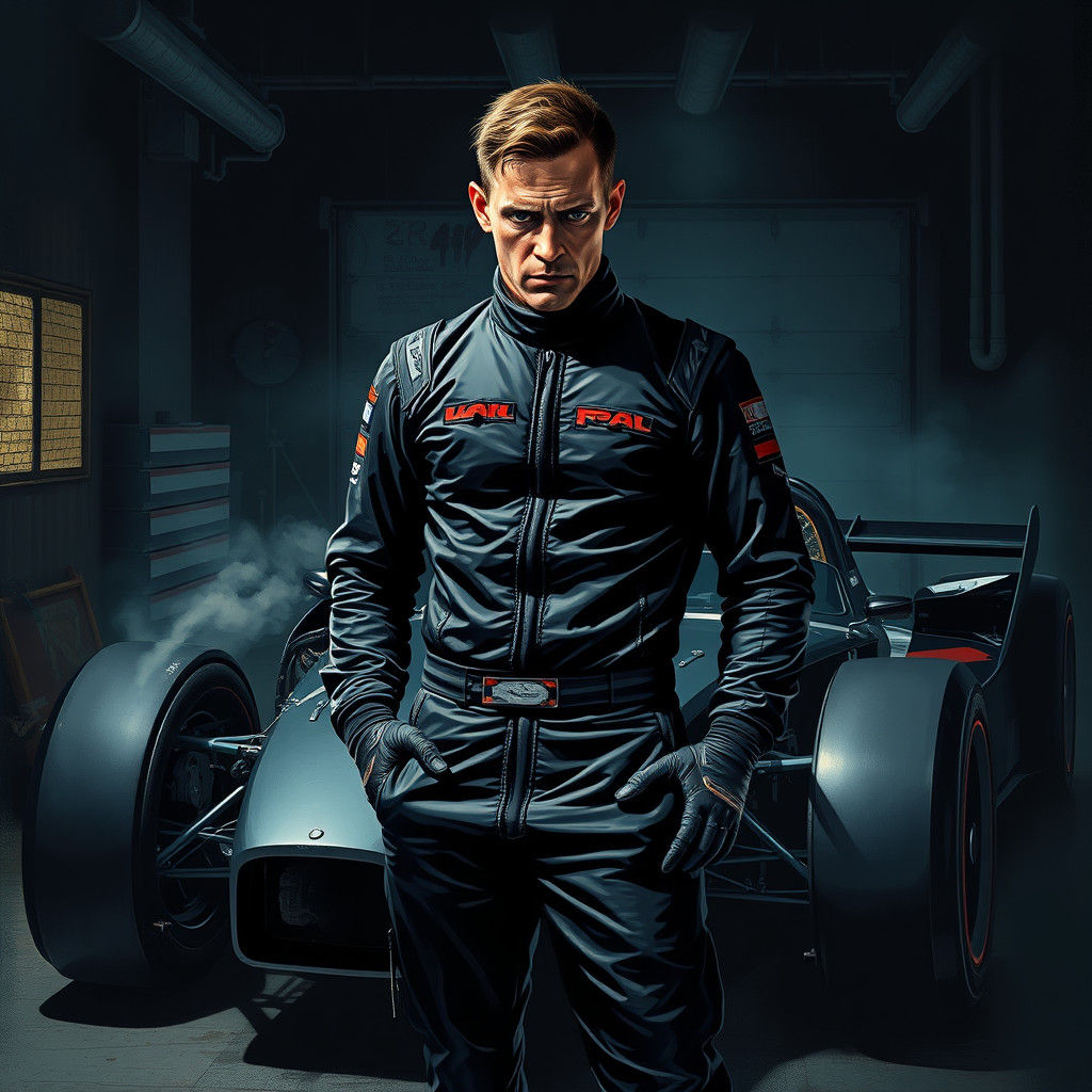 Gritty Racer Portrait in Frank Miller Graphic Novel Style