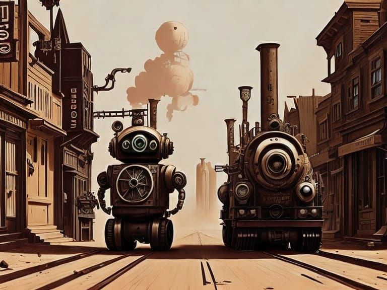 Cute Robots Duel in Wild West Dystopia