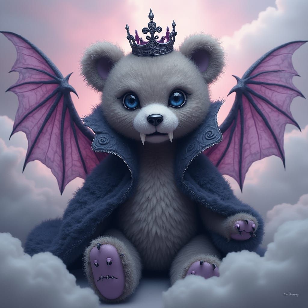 Whimsical Vampire Teddy Bear in Tim Burton-Inspired Aestheti...