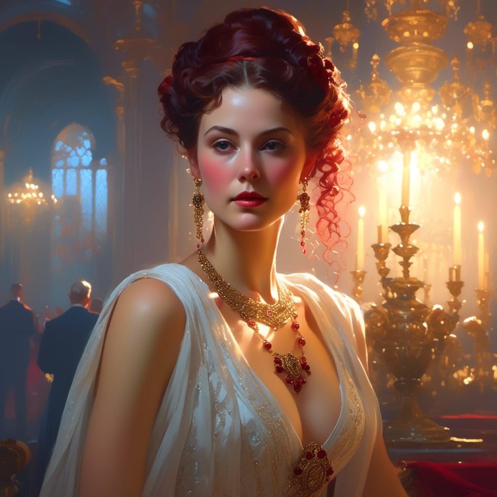 Gilded Age Lady Portrait with Dramatic Lighting