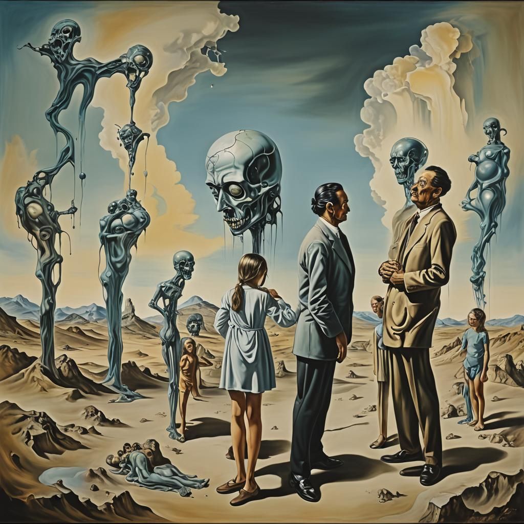 Surreal Family Pain: A Dali-esque Oil Painting