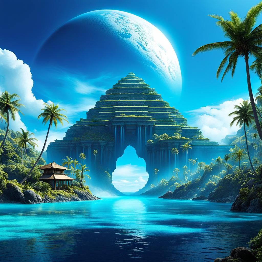 Island Oasis: Solarpunk Paradise Concept Art