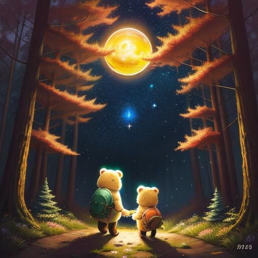 Cute Bear Star Collector in Anime Style