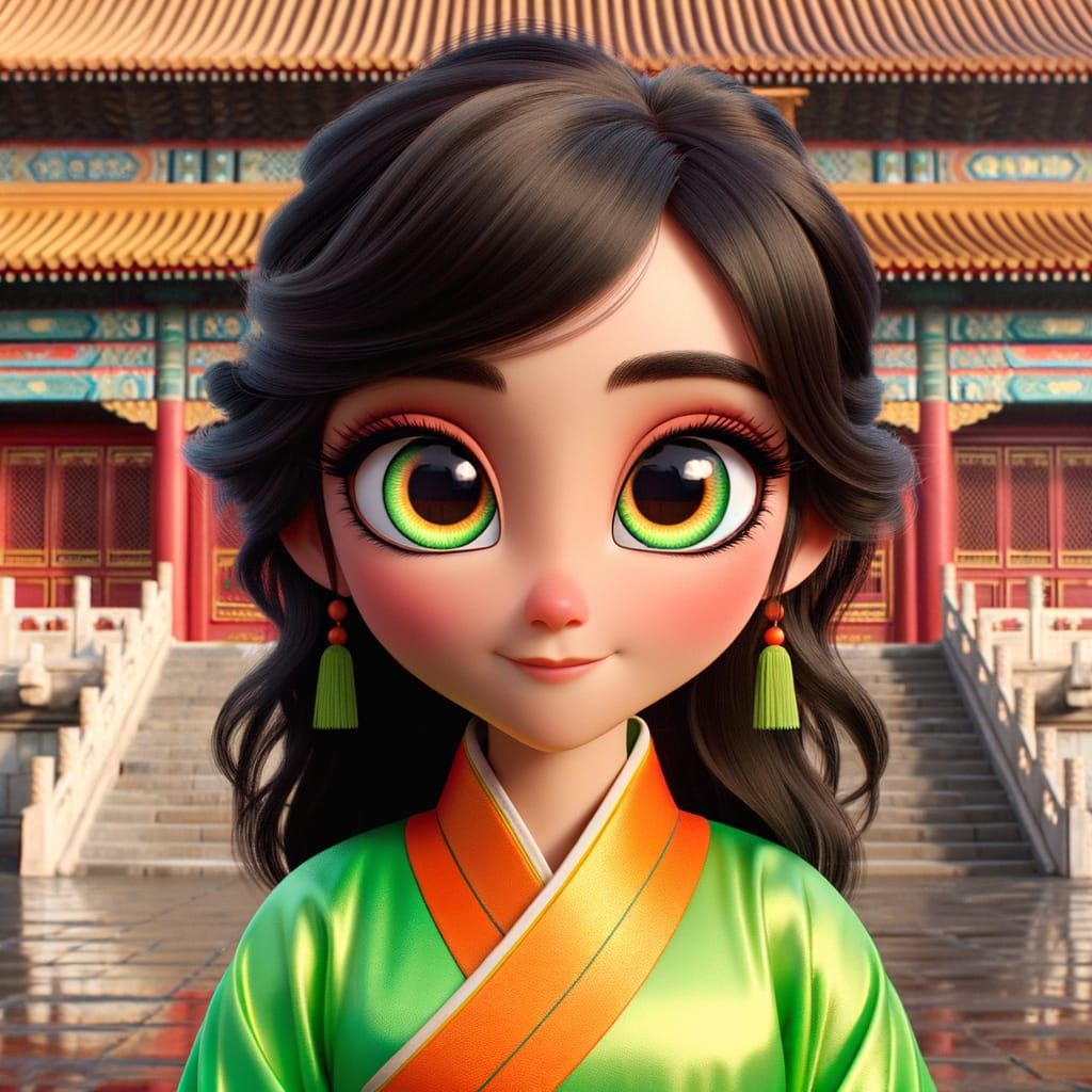 Girl in Hanfu, Early 20th Century Animation Style