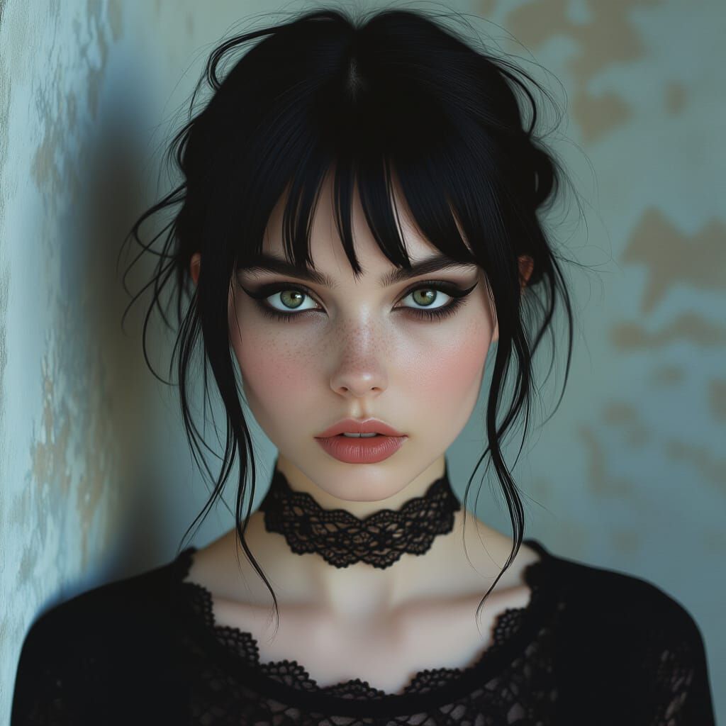 Gothic Woman Portrait with Noir Lighting