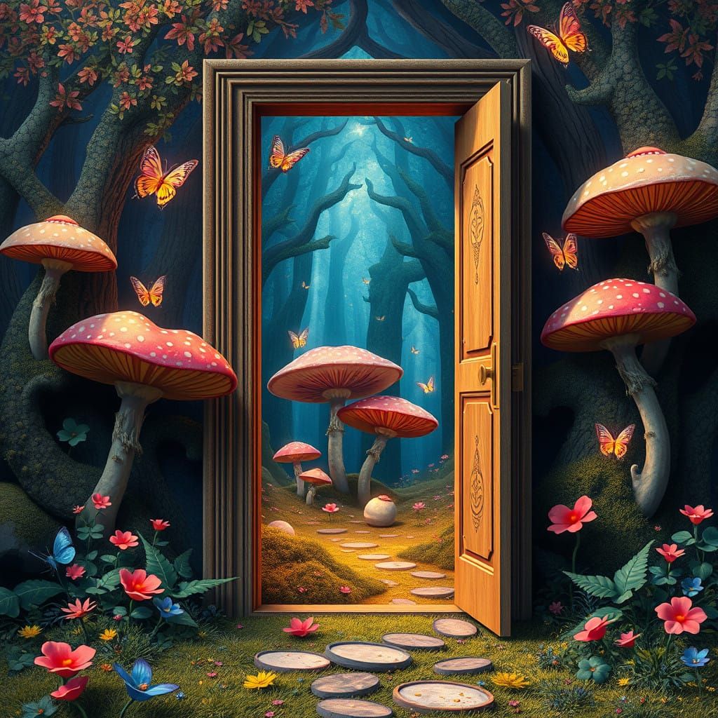 Whimsical Fairy Tale Forest Doorway