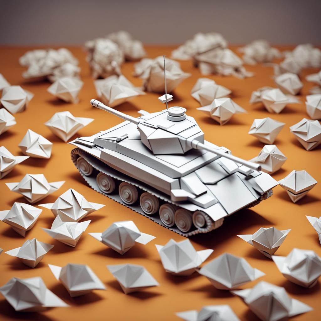 Origami Tank Papercraft in 8K Resolution