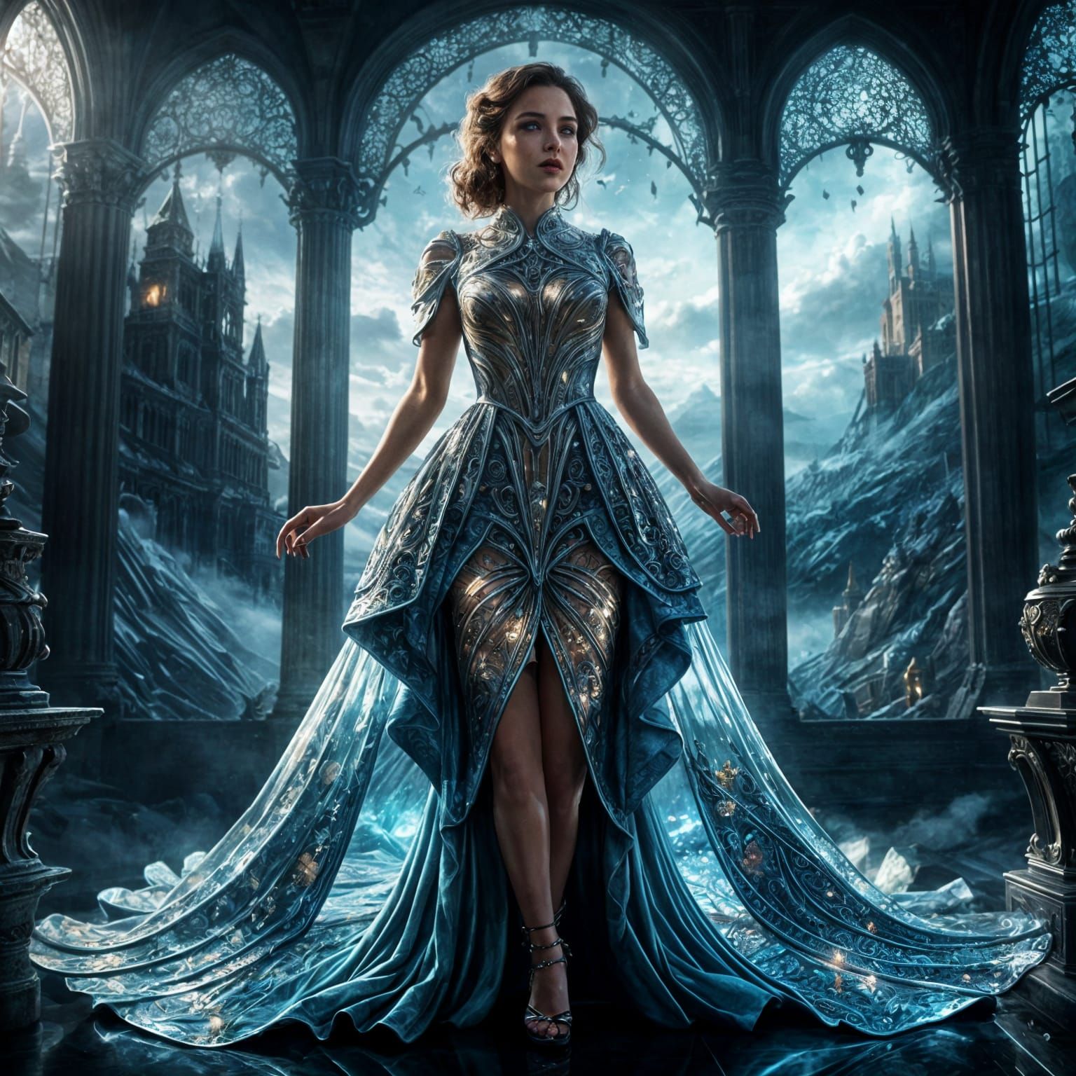 Woman in a Glass Dress - Dramatic Digital Art