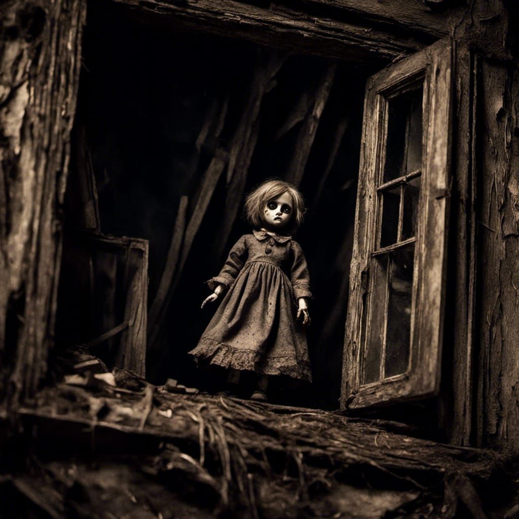 Creepy Stygian Doll in Haunted Attic