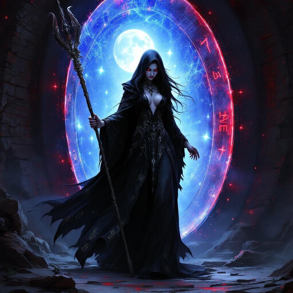 Vampiress Emerges From Magic Portal: Hyperdetailed Concept A...