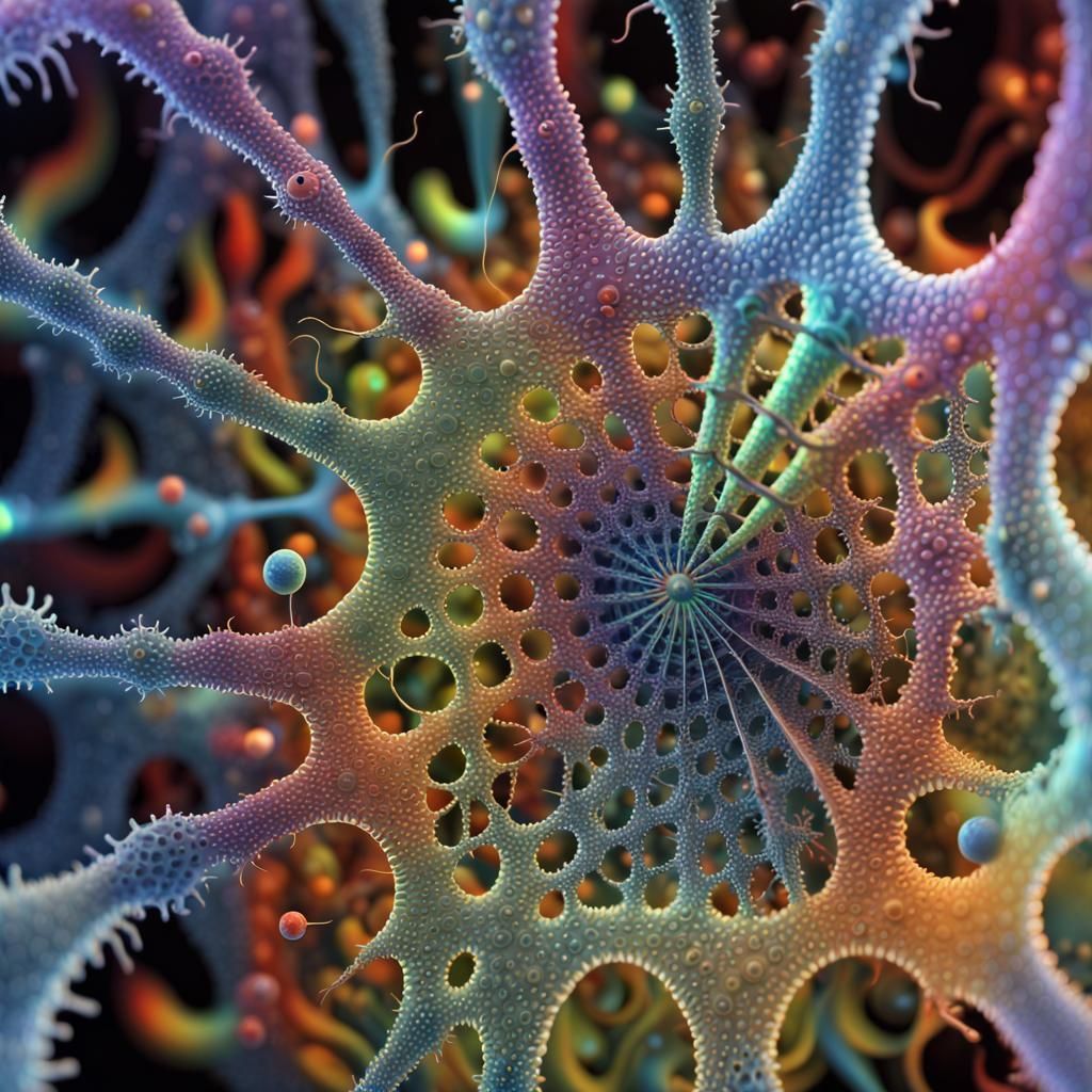 Microscopic Realm: 4D Light Neural Spider Web