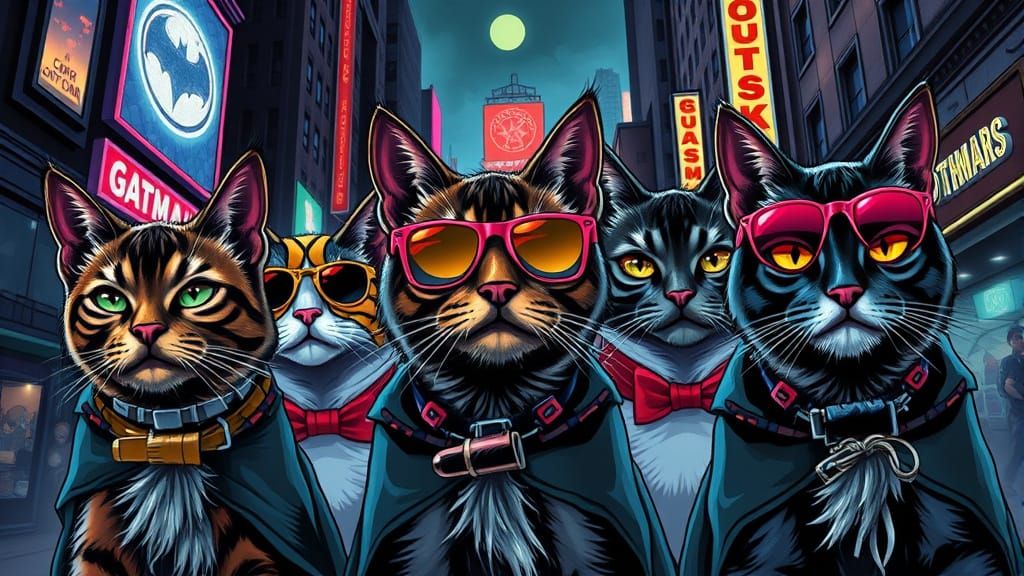 Stray Cats Gang in Gotham: Neon Pop Art