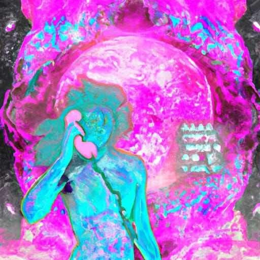 Holographic Cosmic Figure in Astral Illustration