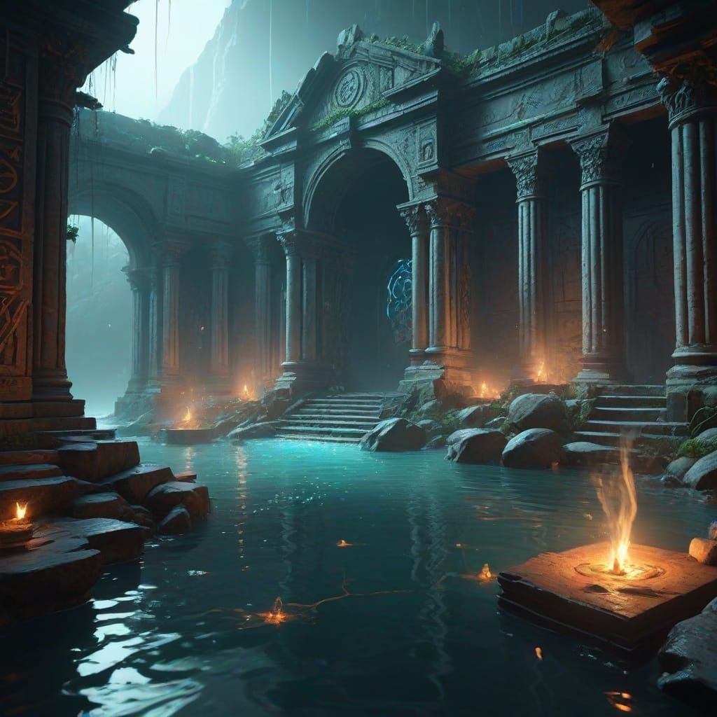 Majestic Labyrinth Lair of the Aqua-Scaled Monster in Dreaml...