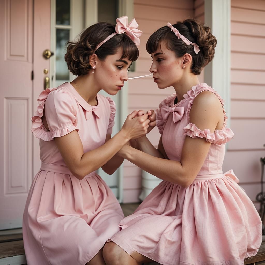 Romantic Portrait of a Boy in Pink Dress