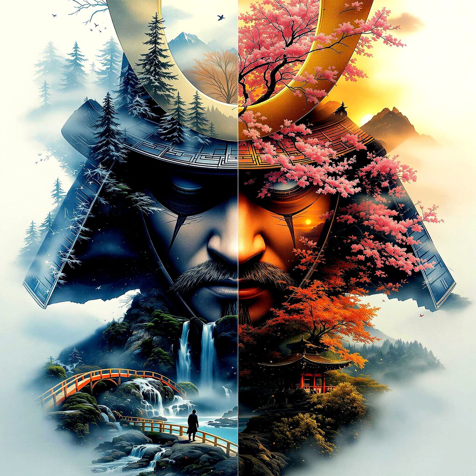 Surreal Samurai Portrait in Fantasy Art Style