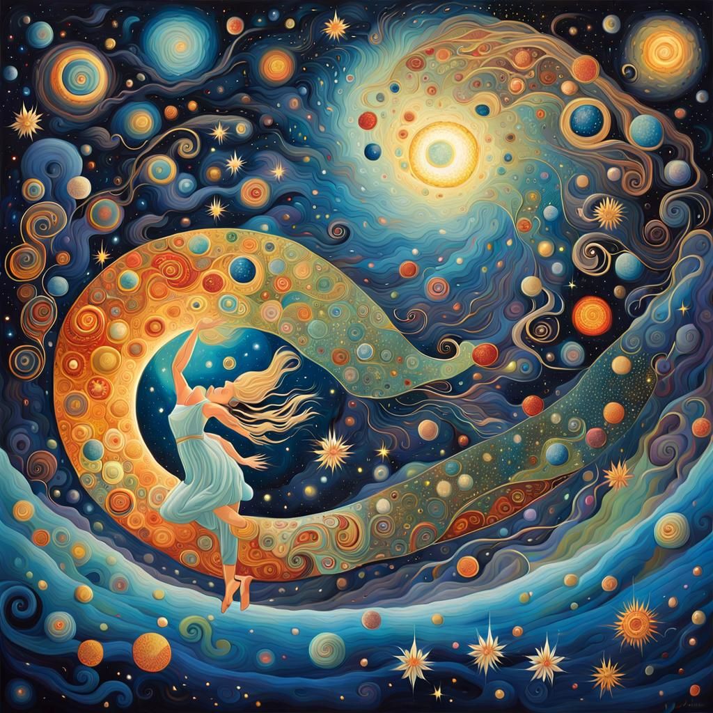 Cosmic Rebirth: A Surreal Transformation Scene