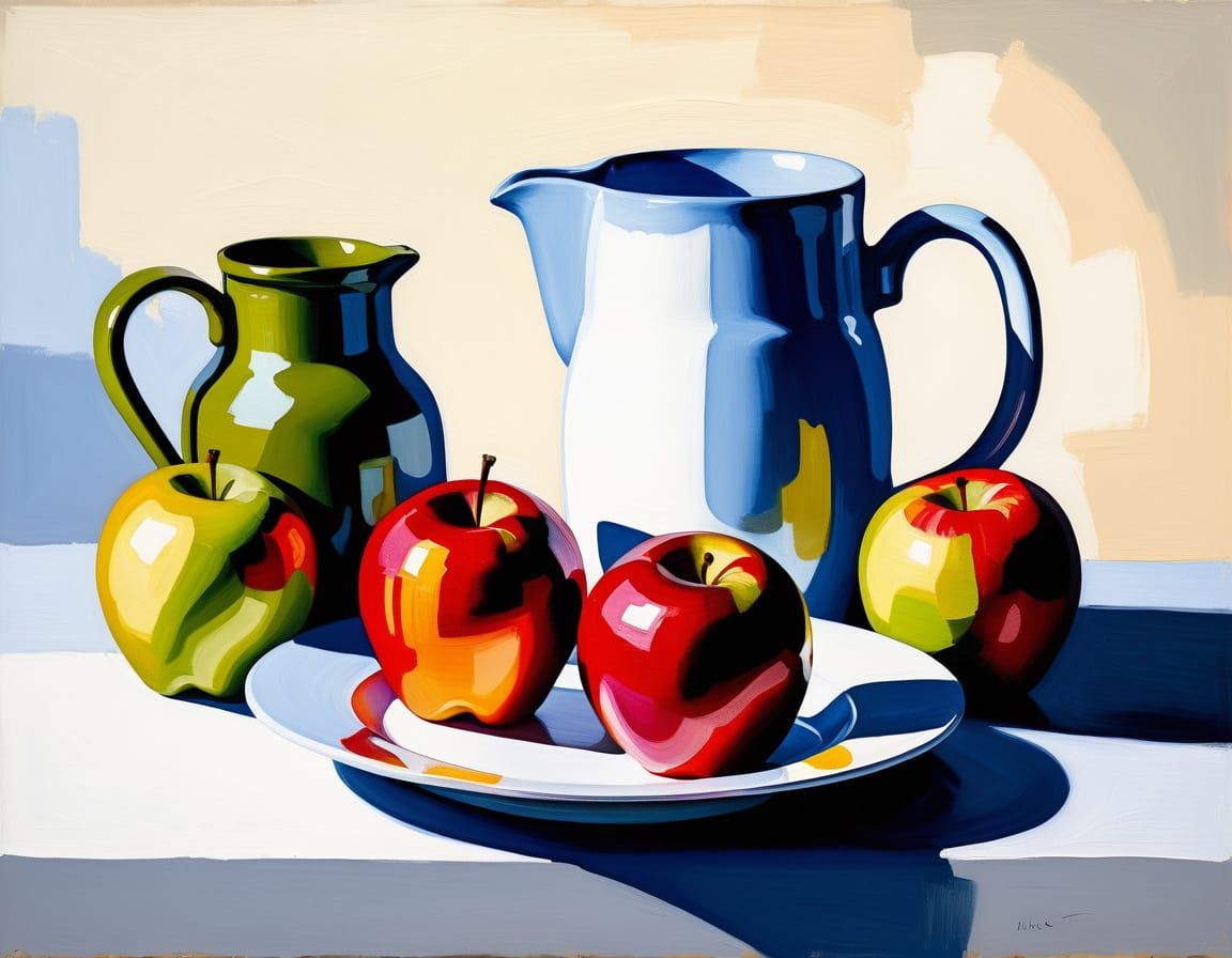 Still Life in Vibrant Colors, Thick Brushstrokes