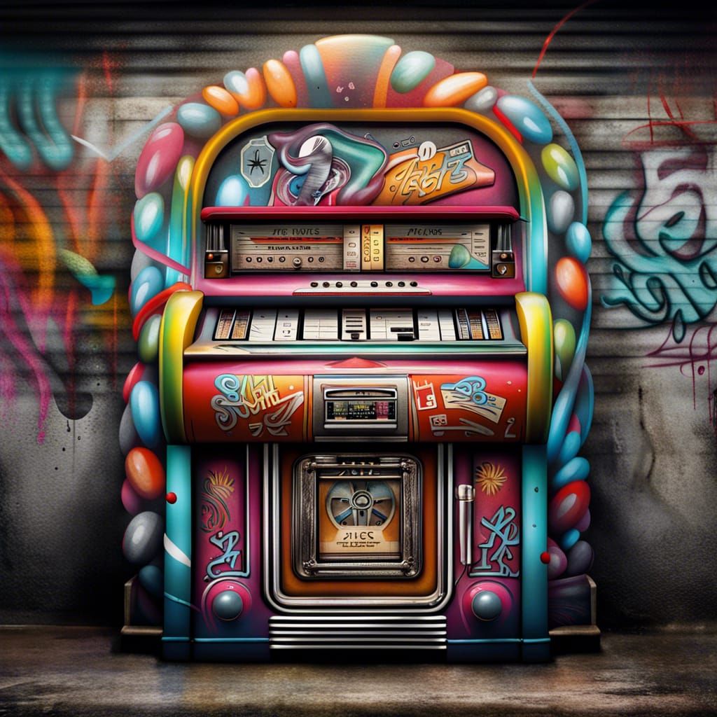 1950s Jukebox Graffiti Art in Street Style