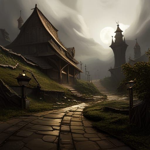Journey to Grandmother's House: Dark Fantasy Concept Art