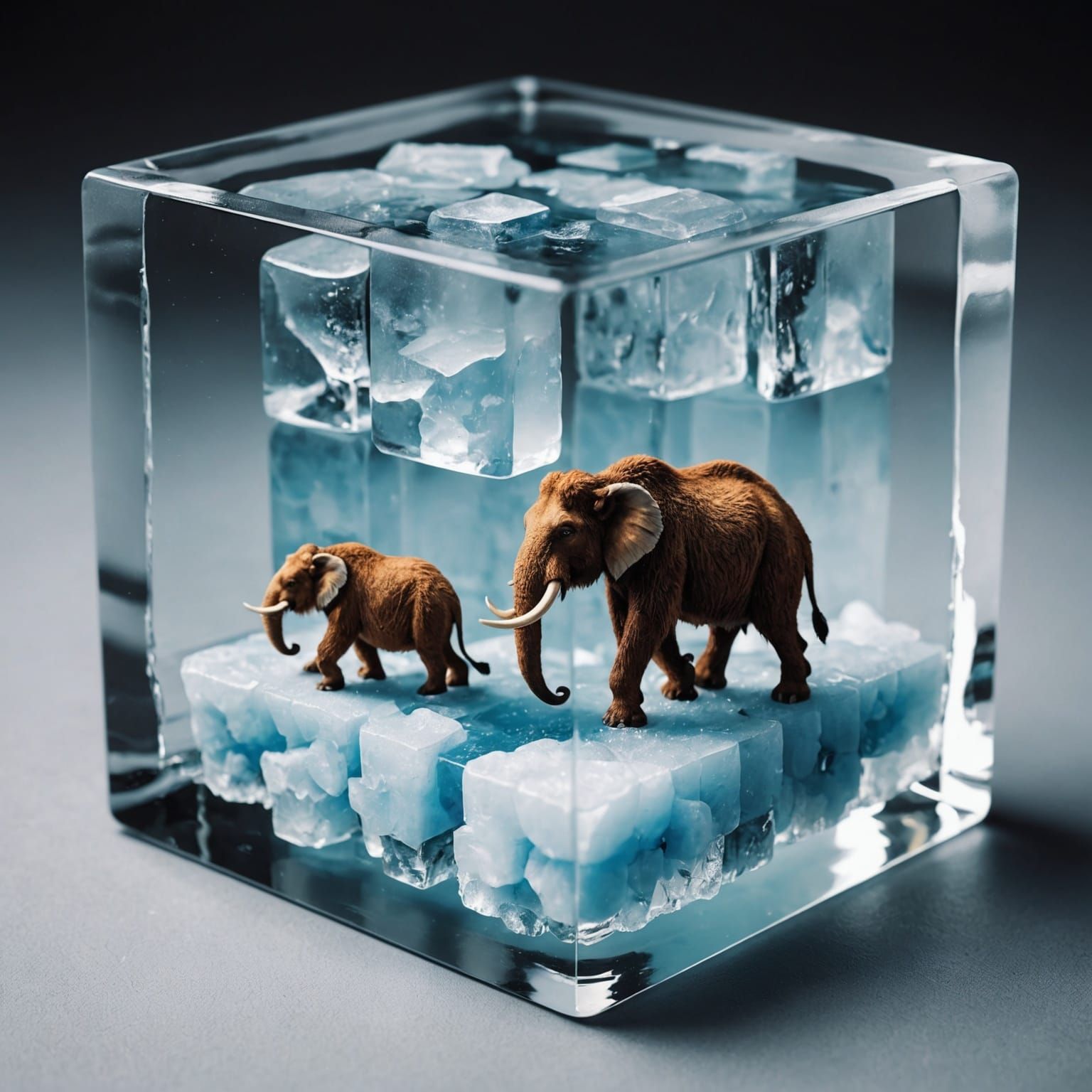 Miniature Ice Age Mammoths Encased in Ice