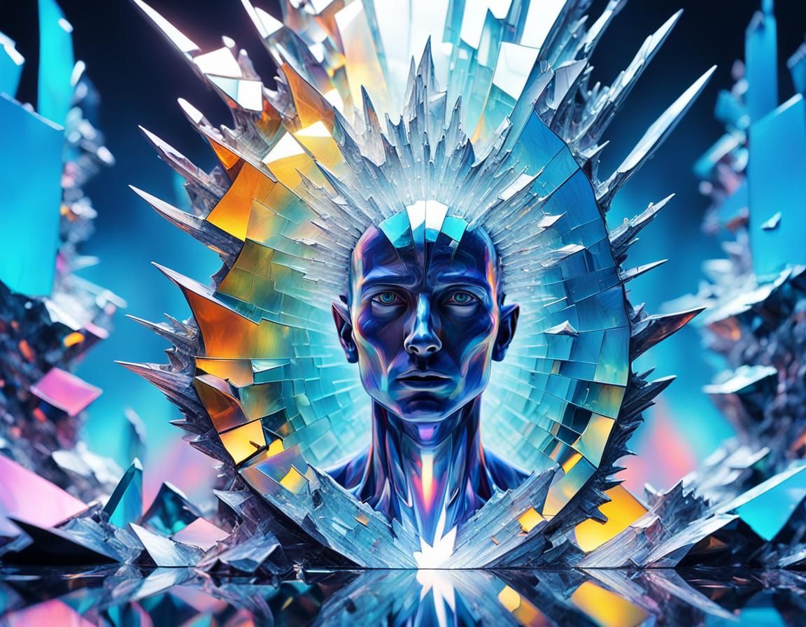 Fractal Mirror: Surreal Oil Painting in Vivid Colors